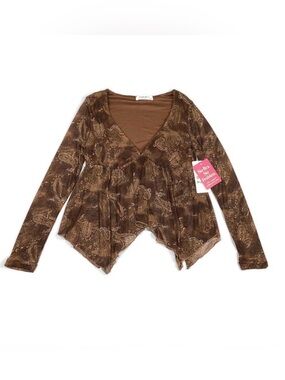 Good Days Project Paisley Print Sheer Peplum Top Festival Boho Western Grunge